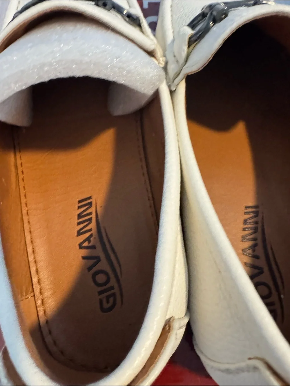 Giovanni Men's Cream Leather Bit Loafers - Slip-On Dress Loafers